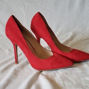 Red suede stilettos
